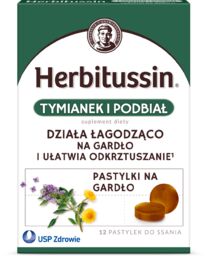 Herbitussin Tymianek i Podbiał, 12 pastylek do ssania