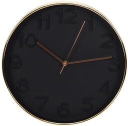 Nowoczesny zegar ścienny Rotin Intesi czarno-złoty do salonu