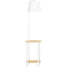 Lampa podłogowa Homcom 39,5x39,5x162cm, biała/jasnobrązowa