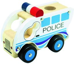 Bino Drewniane auto Policja, niebieski