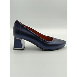 Granatowe skórzane czółenka stylowy obcas polska marka PULSO