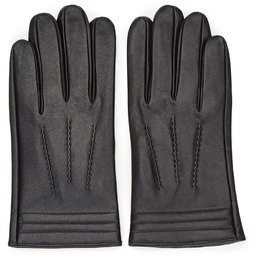 Męskie rękawiczki ocieplane skórzane z przeszyciami