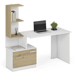 Edinos Biurko z szafką i biały półkami +