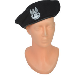 Beret wojskowy czarny 418/MON z drukowanym orłem -