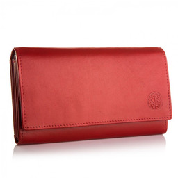 Betlewski, portfel damski z RFID, skórzany, czerwony