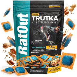 Trutka na szczury, myszy, gryzonie, pasta orzechowa brodifakum