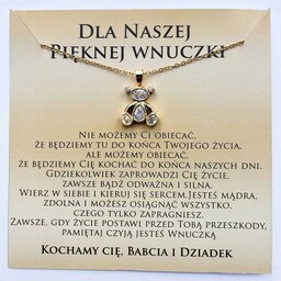 Naszyjnik z dedykacją od Dziaków dla Wnuczki złoty