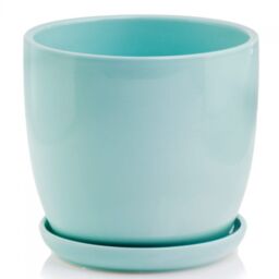 Miętowa doniczka ceramiczna z podstawką Polnix 20 cm