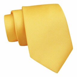 Klasyczny Krawat Żółty, Złoty, Kanarkowy w Delikatne Prążki,