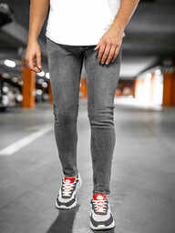 Czarne spodnie jeansowe męskie skinny fit Denley R925-1