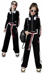 Dres dziewczęcy młodzieżowy 158 czarny lampasy bluza spodnie