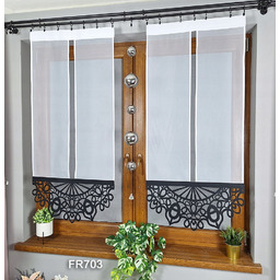 Firany panelowe zestaw 2 paneli z czarnym ażurem