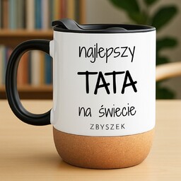 Kubek ceramiczny biały z przykrywką dla taty