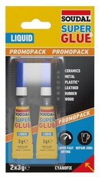 SOUDAL Superszybki klej cyjanoakrylowy Super Glue Liquid 2x3G
