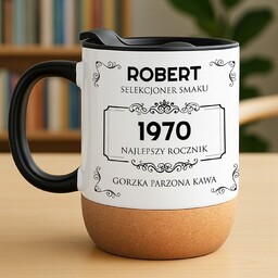 Kubek ceramiczny biały z przykrywką dla kawosza