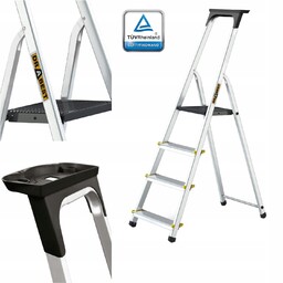 Drabina aluminiowa domowa Pro jednostronna 4 stopniowa