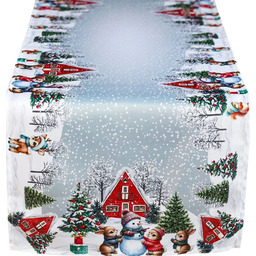 Bieżnik bożonarodzeniowy prostokątny biało-szary BNB12-1