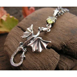 DRAGON - srebrny wisiorek smok z oliwinem