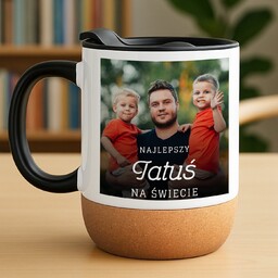 Kubek ceramiczny biały z przykrywką dla taty
