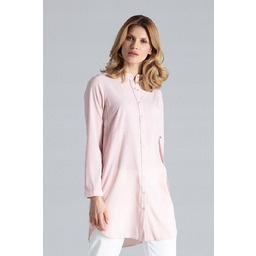 Długa KOSZULA damska STÓJKA na napy różowy S