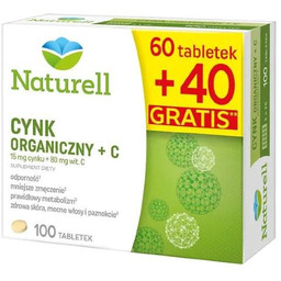 Naturell Cynk Organiczny + C, 100tabl.