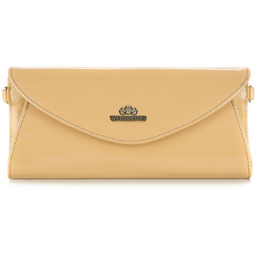 Kopertówka damska ze skóry lakierowanej na ramię beżowa