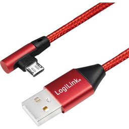 LogiLink micro USB w oplocie 0.3m kątowy czerwony