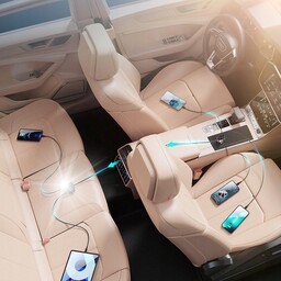 Szybka Ładowarka Samochodowa Joyroom 5xUSB 45W Przedłużacz 1,5m