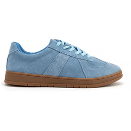 Sneakersy męskie ze skóry zamszowej niebieskie