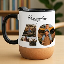 Kubek ceramiczny biały z przykrywką dla niego