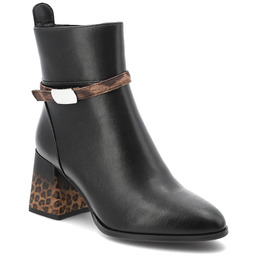 Artiker Czarne Botki Eleganckie Obuwie Damskie Na Obcasie