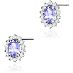 Złote kolczyki Tanzanit 2 x 0,40ct białe złoto