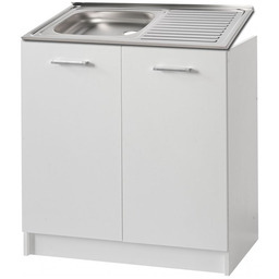 Szafka Biała Kuchenna ze Zlewozmywakiem i Syfonem Stojąca