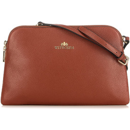 Damska listonoszka ze skóry trapezowa mała brązowa