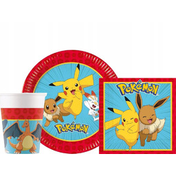 Zestaw Talerzyki + Kubeczki + Serwetki papierowe Pokemon