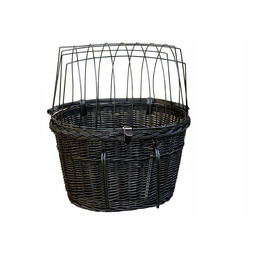 Czarny kosz wiklinowy Koszyk na Rower Duży