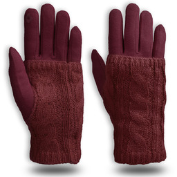 Rękawiczki Damskie Ladygrace Burgund Z Dotykowymi Palcami