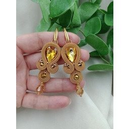 Pakamera Miodowe musztardowe złote kolczyki sutasz, kolczyki
