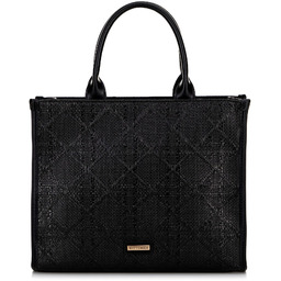 Pleciona damska shopperka słomkowa czarna