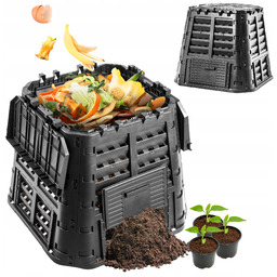 Kompostownik Ogrodowy Modułowy Całoroczny Mrozoodporny Czarny 480L Mocny