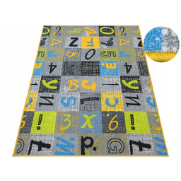 Dywan Dla Dziecka Szary Zielony Kolorowy Blackboard Litery