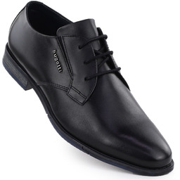 Skórzane wizytowe półbuty męskie czarne Bugatti 312-AFY02-1000