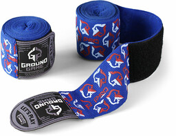 Ground Game Bandaże Bokserskie Owijki "Logo" Niebieskie 4m