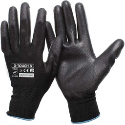 RĘKAWICE OCHRONNE POWLEKANE PU X-TOUCH BLACK; CZARNY