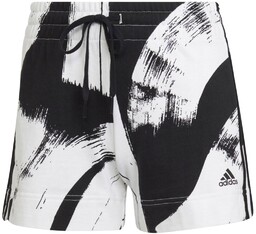 Spodenki damskie Adidas AOP szorty dresowe bawełniane biało-czarne-L