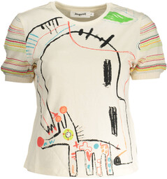 Damski t-shirt z designerskim rękawem od DESIGUAL