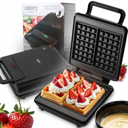 Gofrownica 2 Duże Gofry Mocna Niewyciekająca Non-stick Czarna