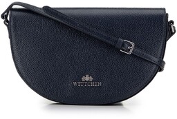 Damska saddle bag z groszkowanej skóry granatowa