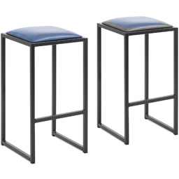 Stołek barowy hoker metalowy loft z tapicerką czarno