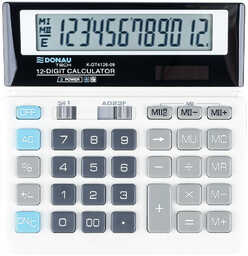 Kalkulator 12 pozycyjny DONAU TECH K-DT4125-09 156x152x28mm biały
